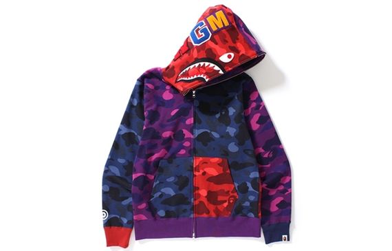 A BATHING APE Color Camo Crazy Shark Full Zip Hoodie