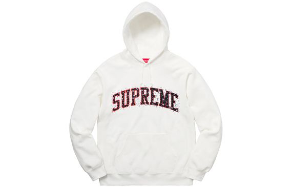 Supreme FW18 Water Arc Hooded Sweatshirt White logo