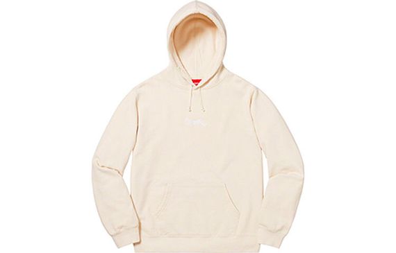 Supreme SS19 Tag Logo Hooded Sweatshirt Natural Logo