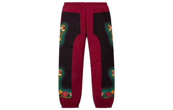 Supreme SS19 x Jean Paul Gaultier Floral Print Sweatpant Burgendy