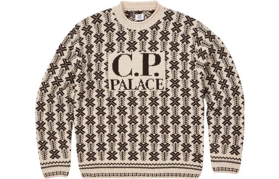 PALACE x C.P.Company FW22 Lambswool Knit Stone