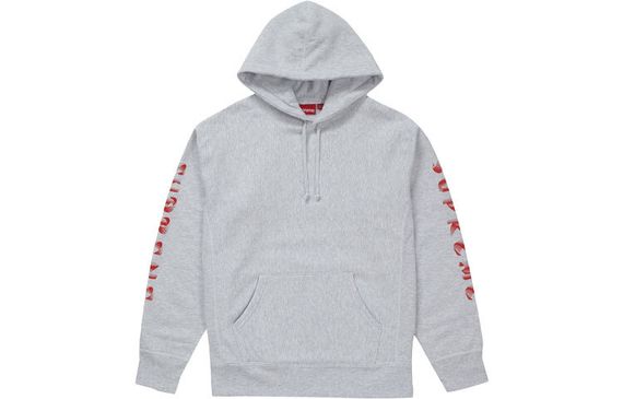Supreme FW18 Gradient Sleeve Hooded Sweatshirt Ash Grey Logo