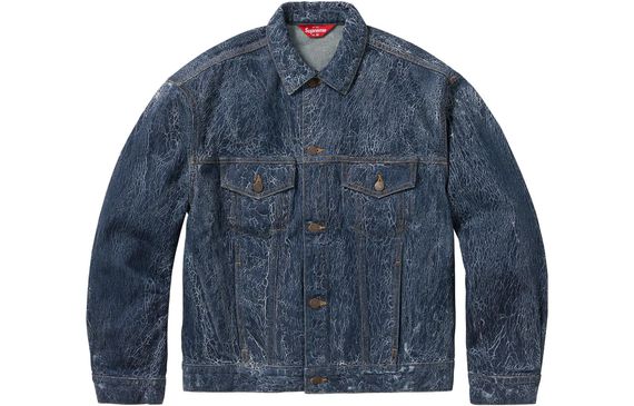 Supreme FW23 WEEK1 CRACKLE DENIM TRUCKER JACKET