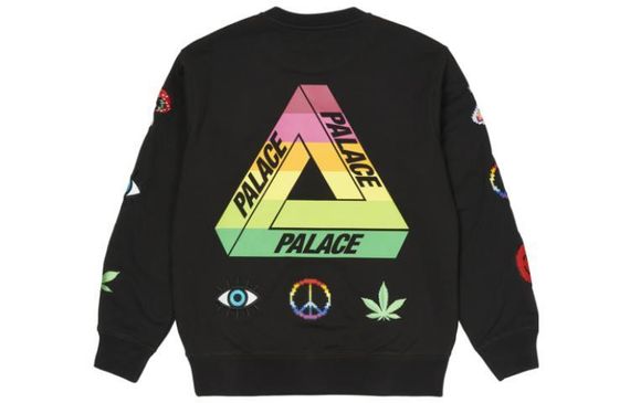 PALACE SS22 Mixed Media Bitmap Crew Black Logo