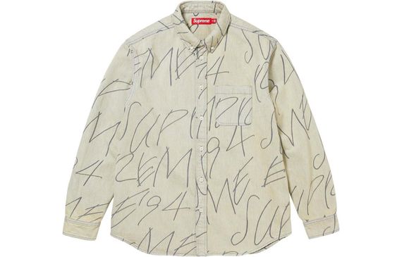 Supreme FW23 WEEK8 HANDWRITING JACQUARD DENIM SHIRT