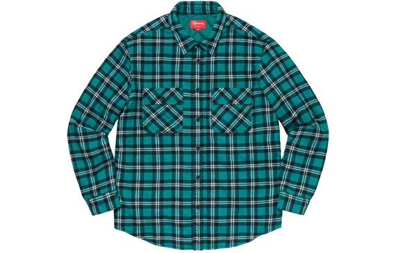 Supreme FW19 Week 17 Arc Logo Quilted Flannel Shirt logo