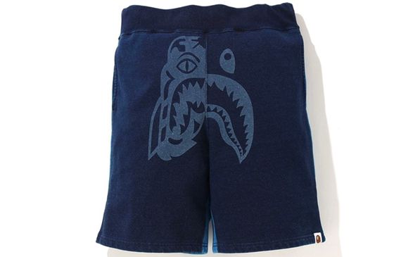 BAPE Indigo Tiger Shark Sweat Shorts
