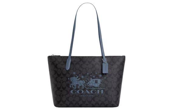 COACH Zip Top Tote Logo Tote