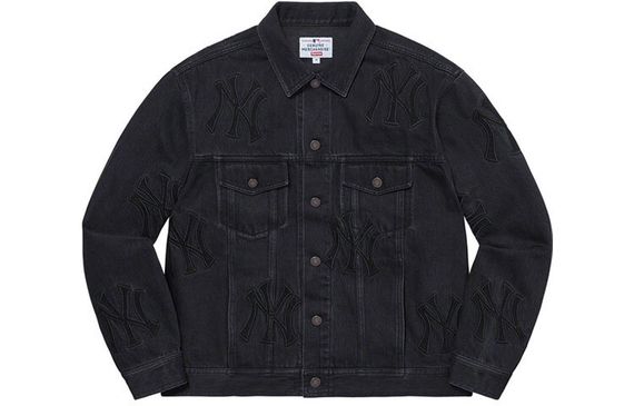 Supreme Week 2 x New York Yankees Denim Trucker Jacket Logo