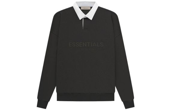 Fear of God Essentials SS23 waffle henley rugby off black Logo Polo