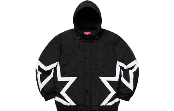 Supreme SS19 Stars Puffy Jacket Black logo