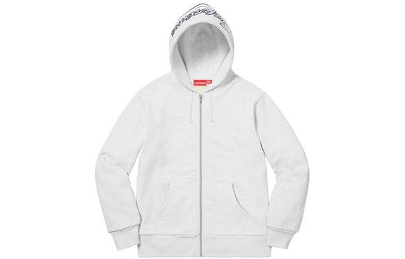 Supreme FW18 Thermal Zip Up Sweatshirt Ash Grey