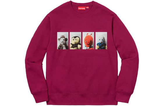 Supreme FW18 x Mike Kelley AhhYouth! Crewneck Sweatshirt Dark Magenta