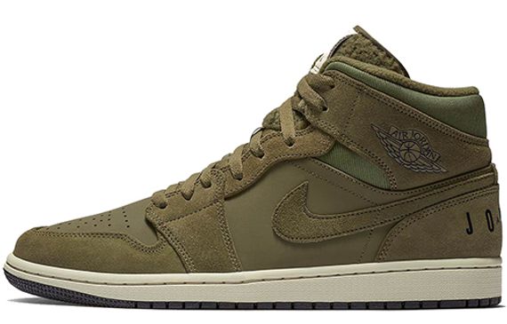 Jordan Air Jordan 1 Mid &quot;Olive Canvas&quot; 2018