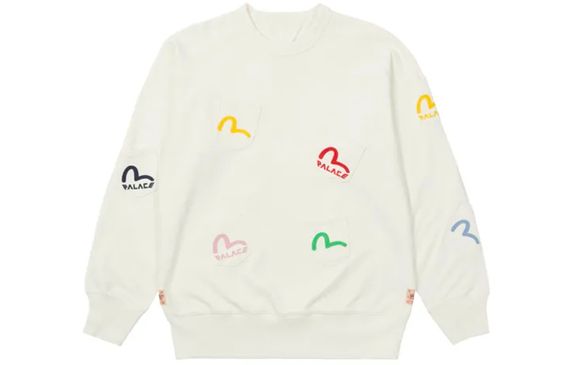 PALACE x EVISU FW21 Multi Pocket Crew Egret Logo