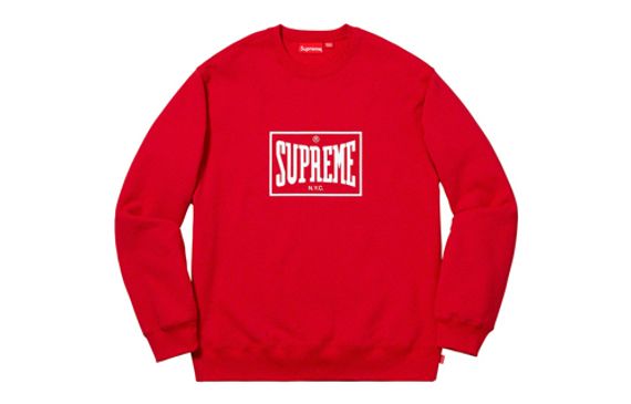 Supreme SS19 Warm Up Crewneck Red logo
