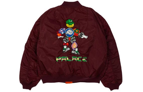 PALACE x Pezlondon Pez Pezman Ma1 Jacket Burgundy Logo
