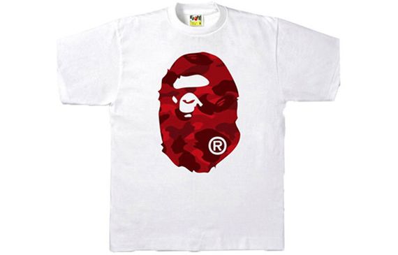 A BATHING APE Color Camo Big Ape Head Tee White/Red T