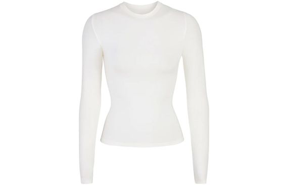 SKIMS COTTON JERSEY LONG SLEEVE T-SHIRT T /MARBLE
