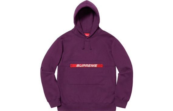 Supreme SS19 Zip Pouch Hooded Sweatshirt Purple logo