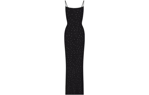 SKIMS SOFT LOUNGE LONG SLIP DRESS ONYX SPARKLE PRINT /