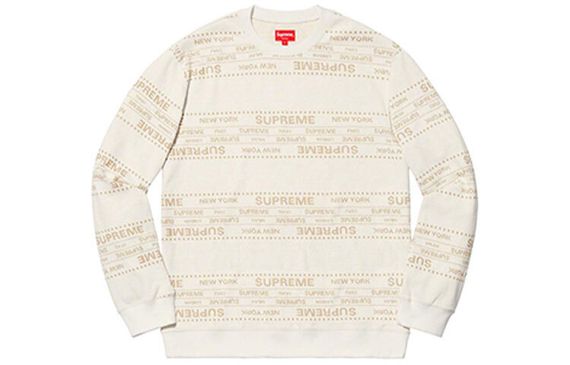 Supreme SS19 Metallic Jacquard Crewneck White logo