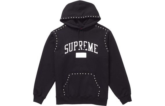 Supreme FW18 Studded Hooded Sweatshirt Black Logo