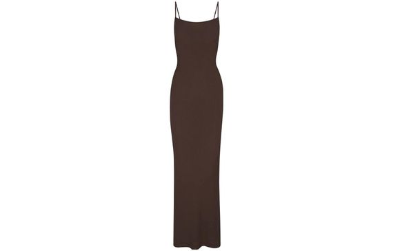 SKIMS SOFT LOUNGE LONG SLIP DRESS /COCOA