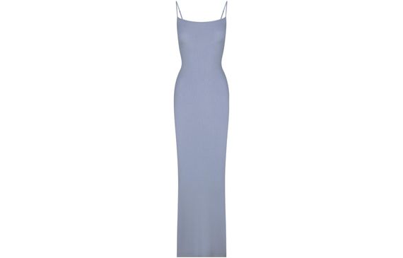 SKIMS SOFT LOUNGE LONG SLIP DRESS SLATE/