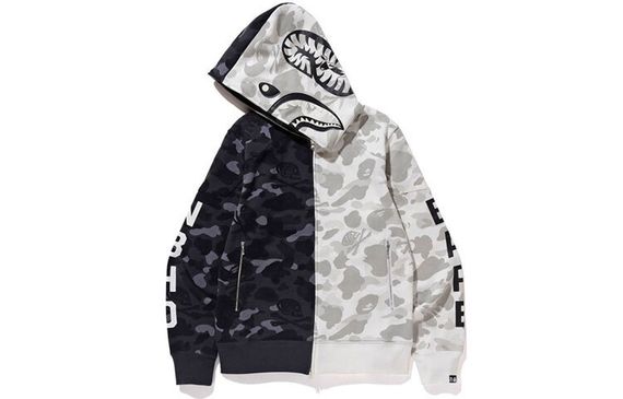 A BATHING APE x neighborhood camo shark full zip hoodie