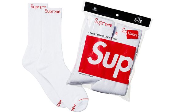 Supreme Hanes Crew Socks (4 Pack) White 4