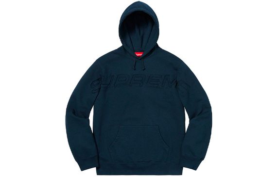 Supreme SS19 Set In Logo Hooded Sweatshirt Navy LOGO
